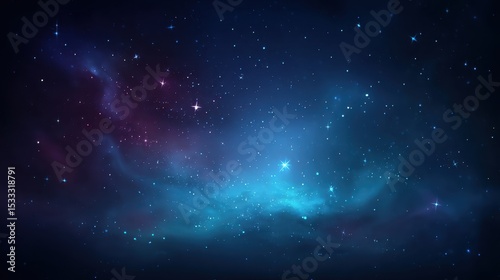 A cosmic dance unfolds with softly twinkling stars scattered across a vibrant, nebulous galaxy.