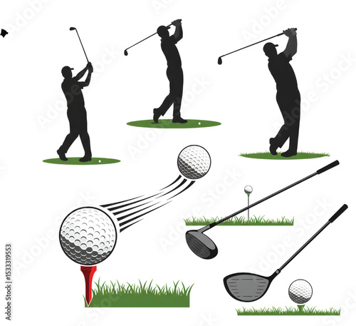 Trending Adobe Stock Golf Players Balls and Clubs Free Clipart