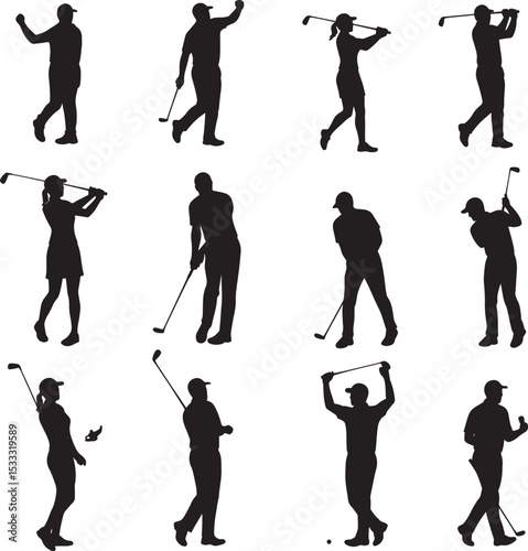 Trending Adobe Stock Golf Silhouette Poses vector