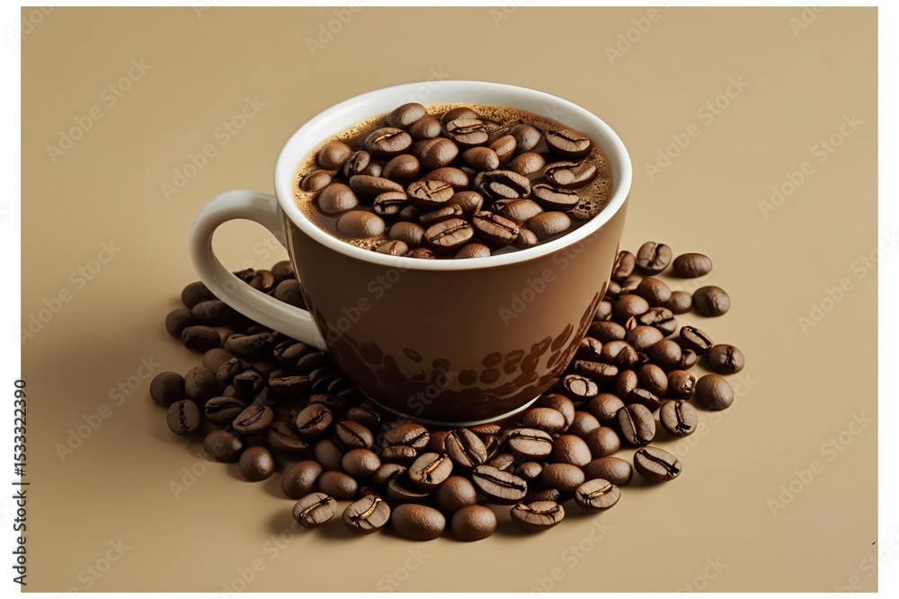 Fototapeta premium coffee cup with beans isolated on solid background