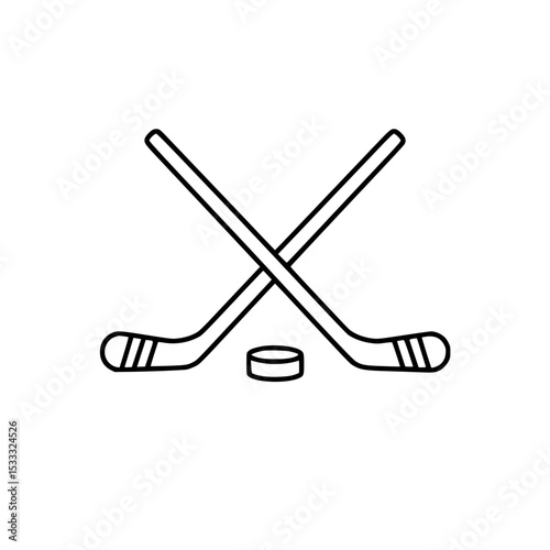 Hockey Sticks Puck Outline
