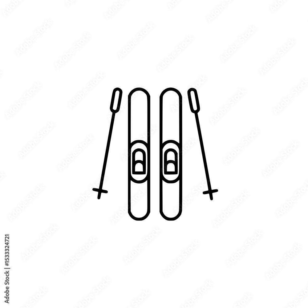 Obraz premium Ski Equipment Line Drawing