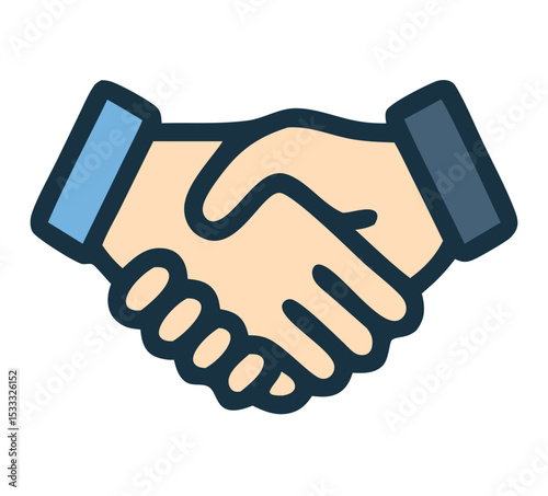 Business deal icon showing handshake agreement symbol for partnership, teamwork, collaboration or negotiation success