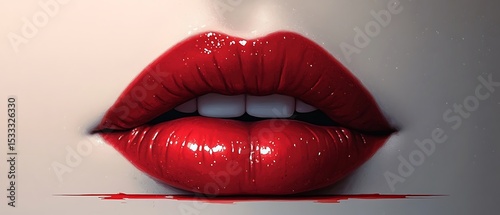 Close-up of glossy red lips