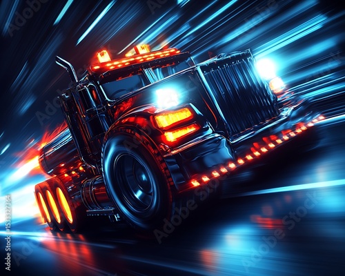 High-speed futuristic truck
