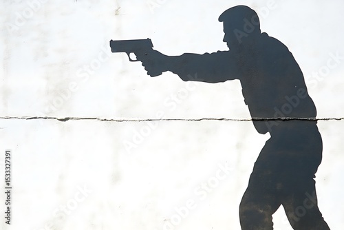 Silhouette of a person holding a gun