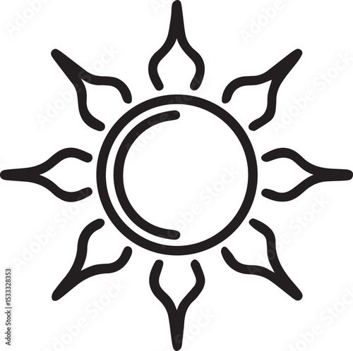 sun line art vector icon, sun line art logo vector, sun line art vector