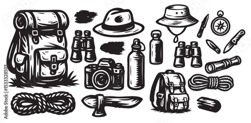 Urban Explorer Essentials set vector illustration