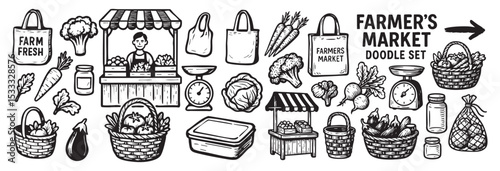 Farmer’s Market Essentials set vector illustration