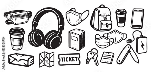 City Commute Survival Kit vector set
