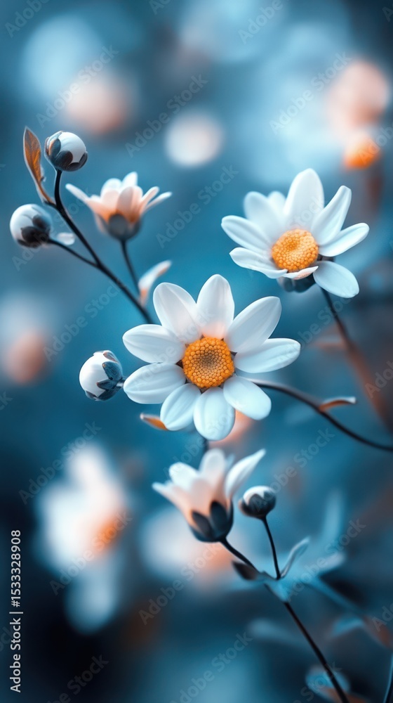 Fototapeta premium Charming pastel journal adorned with whimsical white daisies sparks creativity and invites personal expression for any dreamer