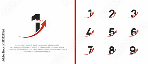 set of anniversary logo flat red and black color on white background for celebration moment