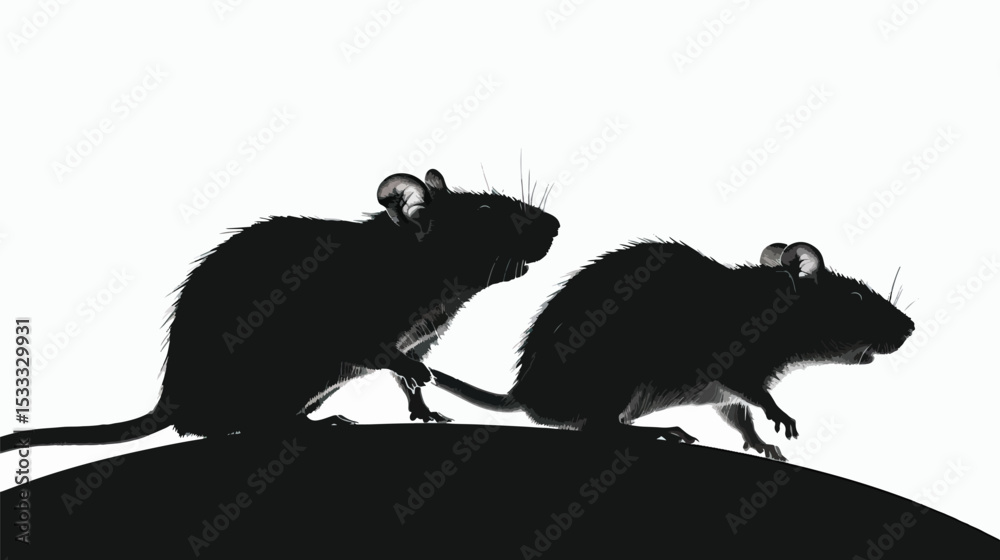 Obraz premium Rats silhouette isolated in White background
