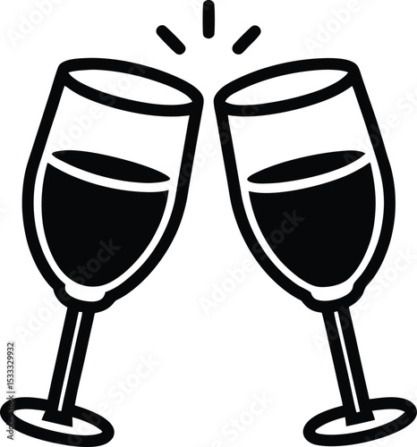 Wine Glasses Toast Silhouette