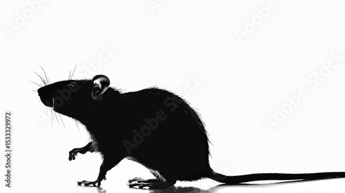 Rats silhouette isolated in White background