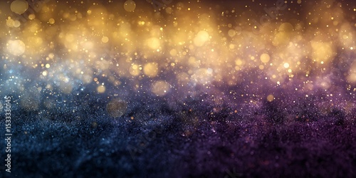 Abstract Background with Golden Lights, Purple Dust, a Dreamlike and Ethereal Cosmos