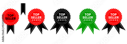 Top Seller Award Badges Red, Black, Green Variations for Design