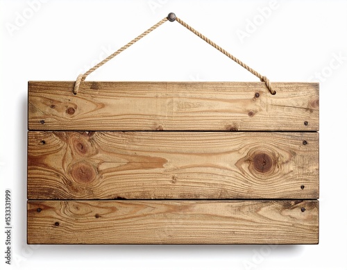 Vintage wooden signboard with scratched surface and natural imperfections, hanging from nails, isolated on white background, ideal for pub, bar, or rustic ranch themes
