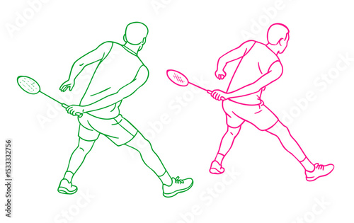 Behind-the-back shot pose - Badminton Players Ready for Action