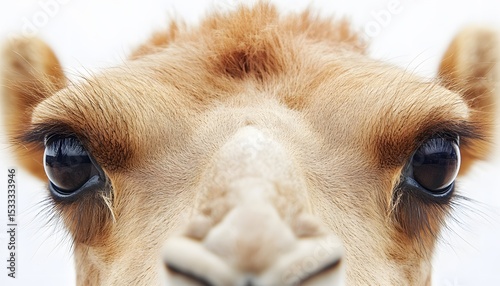 Close-up view of a camel's eye and surrounding fur.