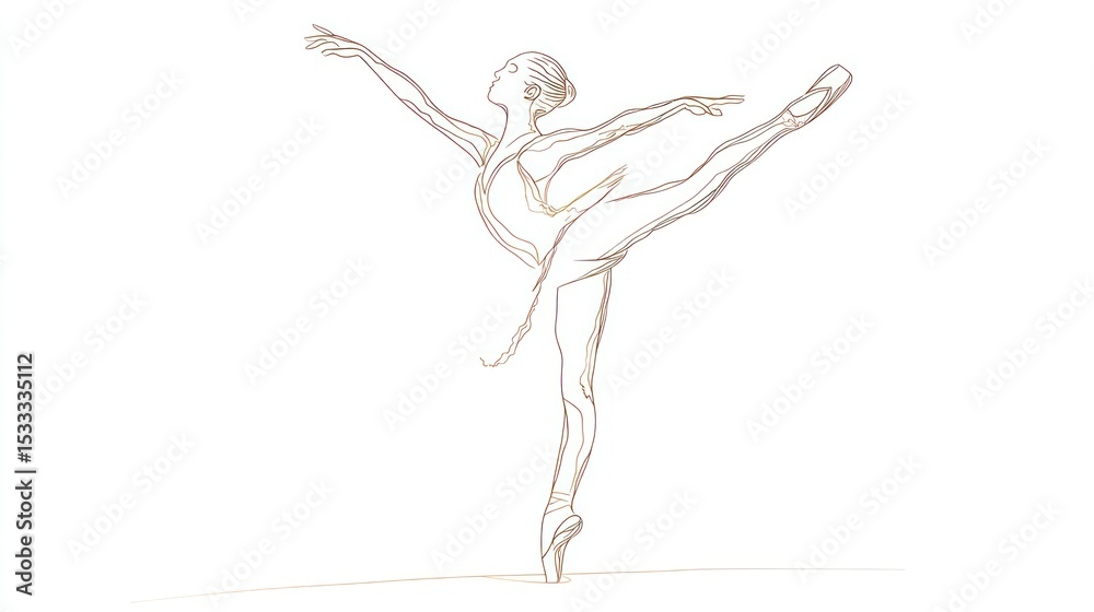 Graceful ballerina in arabesque position showcases delicate balance and artistry in a minimalist composition Graceful ballerina in arabesque position showcases delicate balance and artistry in a minimalist composition