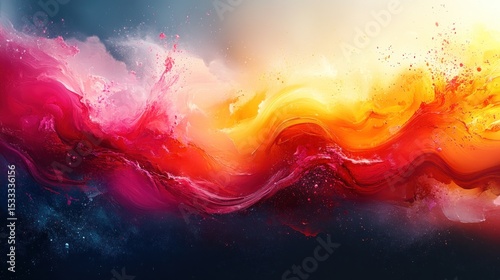 Abstract vibrant fluid waves of color