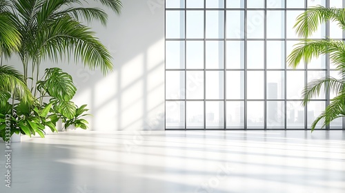 Modern, bright interior with large window
