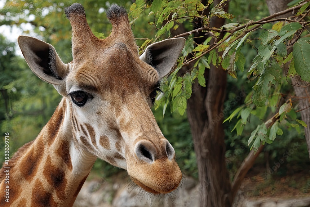 Fototapeta premium A closeup of a Giraffe in the park
