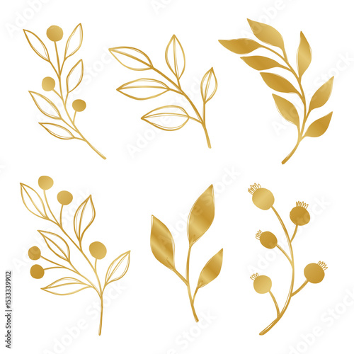 Floral leaf gold color