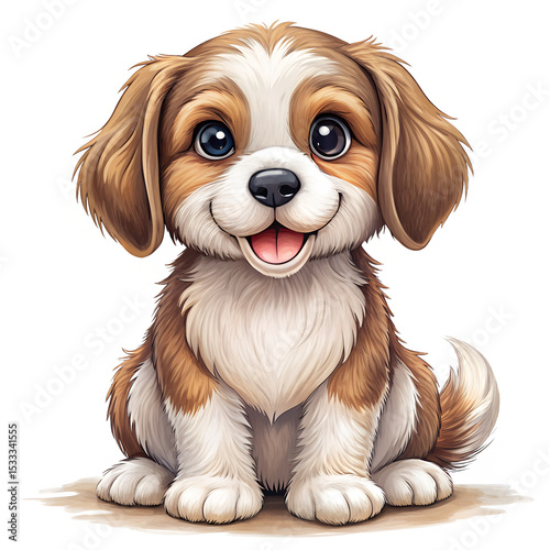 Cute dog illustration  on white background