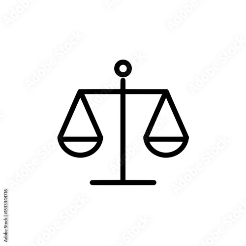 Legal balance icon with rounded base in minimalist vector design