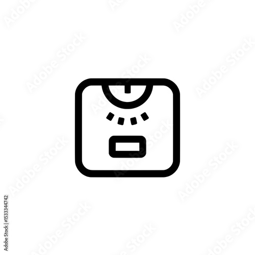Weighing scale icon with analog display for measuring weight in outlined style