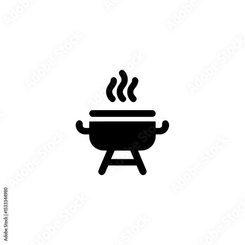 Barbecue grill icon with steam lines representing outdoor cooking and grilling