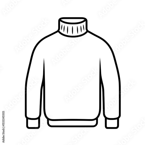 Turtleneck sweater icon with clean outline design symbolizing cold weather fashion apparel