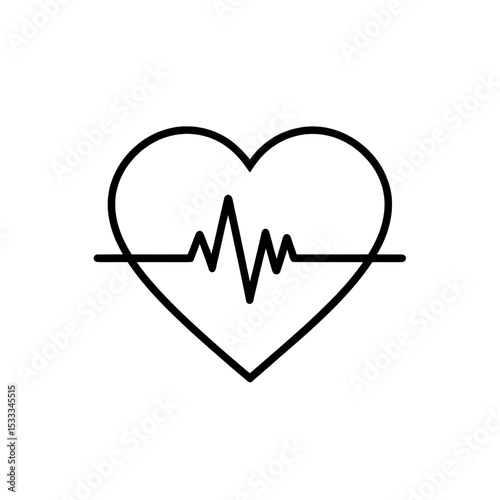 Heart shape with pulse line icon symbolizing cardiovascular health and medical monitoring