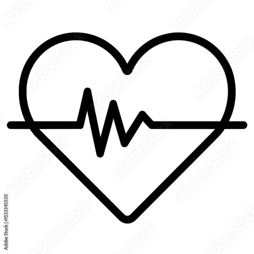 Bold heart with electrocardiogram line icon symbolizing life, heartbeat, and health tracking