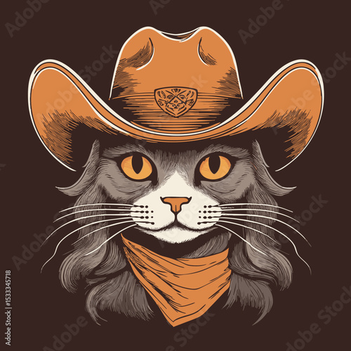 Cat with Cowboy Hat