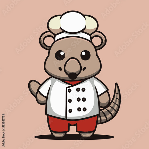 Cute Armadillo in a chef costume