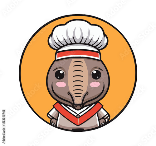 Cute Armadillo in a chef costume