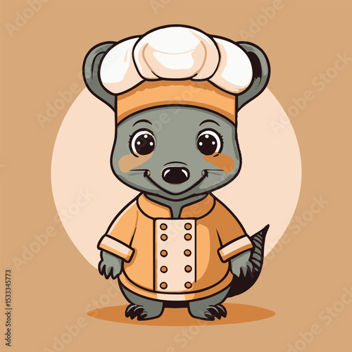 Cute Armadillo in a chef costume