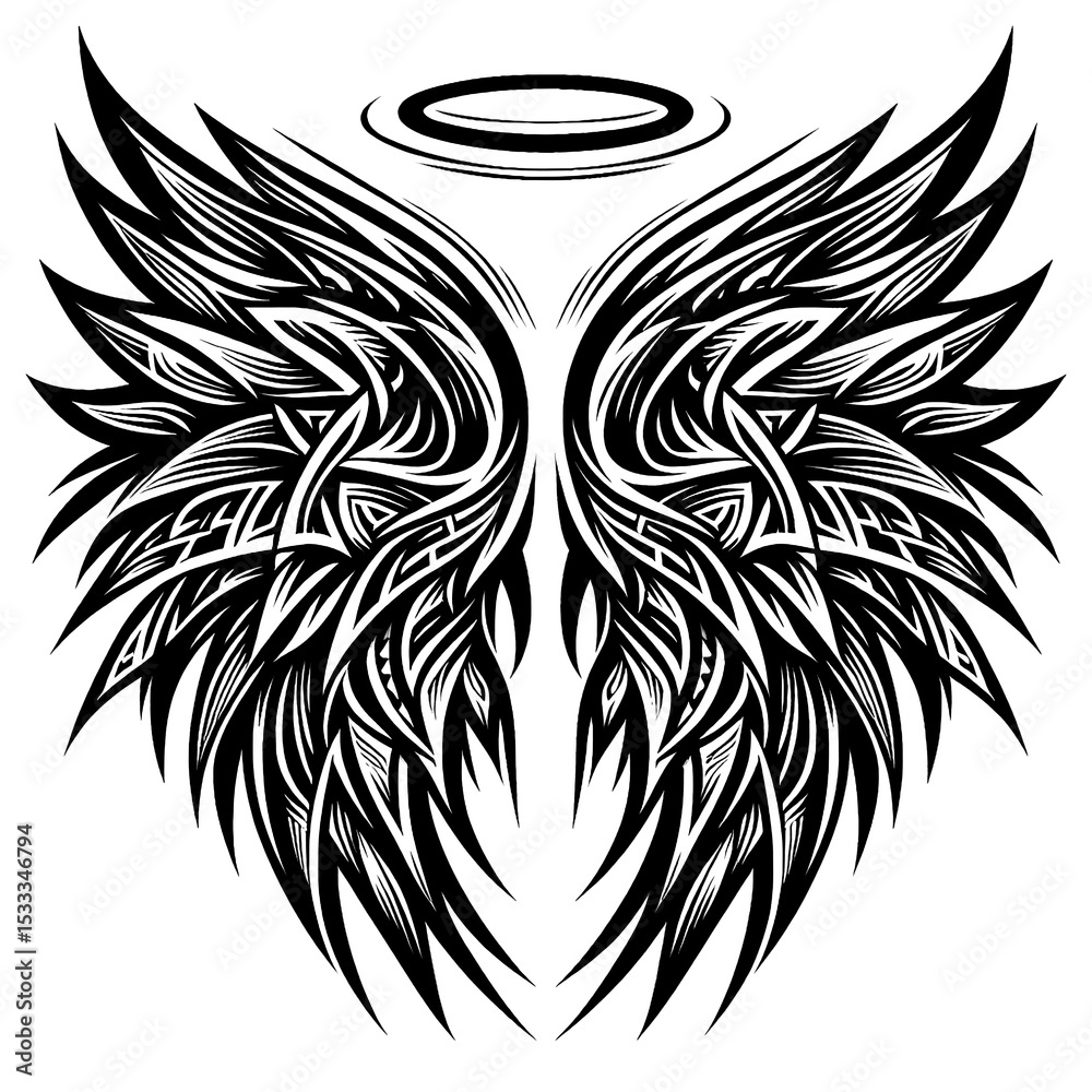 Obraz premium Tribal Fusion Angel Wings Design