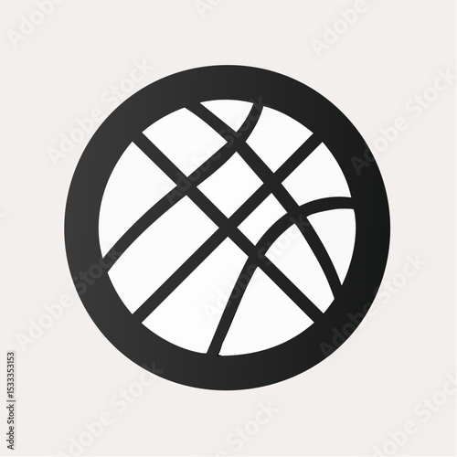 Simple Black and White Basketball Icon Clean Vector Graphic