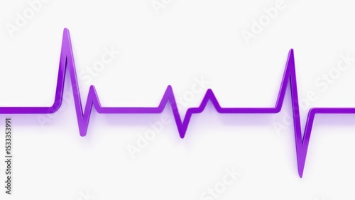 Rhythmic Heartbeat: A minimalist representation of a pulsing purple waveform symbolizing vitality and health. Its clean lines and bold color convey energy, rhythm and health. 