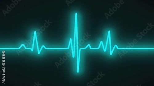 Pulse of Life: A striking neon blue heartbeat rhythm, representing the vital force of life, set against a dark backdrop, evokes the essence of health, medicine, and well-being. 