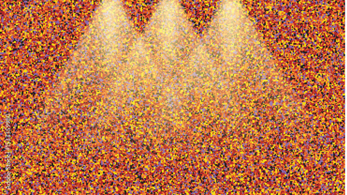 Colored Glitter Texture Pattern. Abstract Red-Yellow Dust Background. Yellow Light Spots.