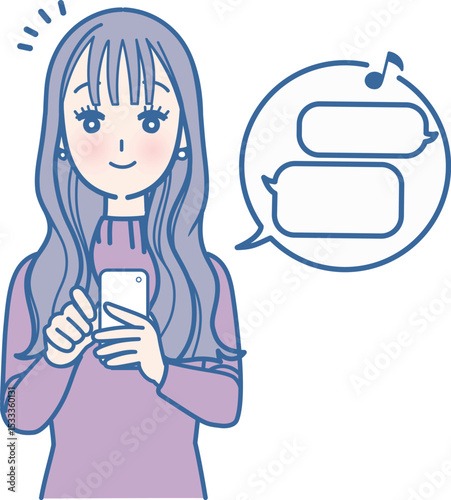 スマホでメッセージを受け取る女性
