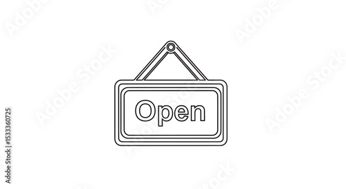 Simple Outline Open Sign Illustration for Business, Retail, and Service Industries Ready to Welcome Customers