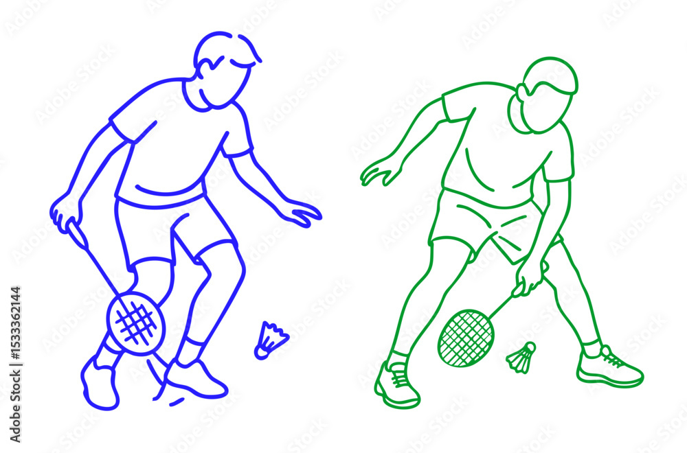 Fototapeta premium Badminton Players Between-the-legs (tweener) shot pose Ready for Action
