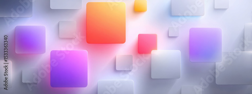 Colorful geometric shapes create abstract social media concept with vibrant hues and depth