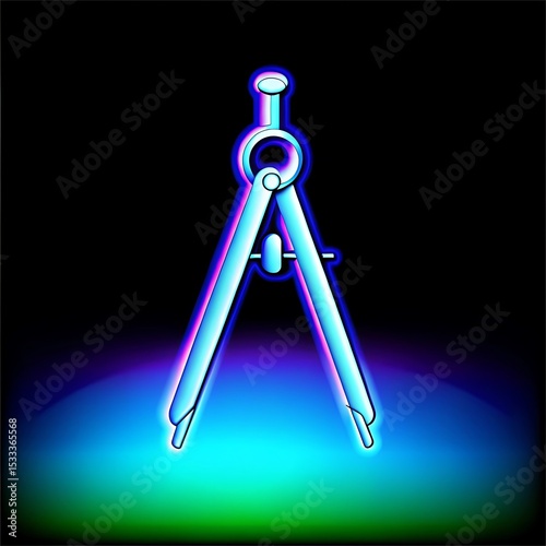 3D Dispersion Neon Gradient Glass Compass